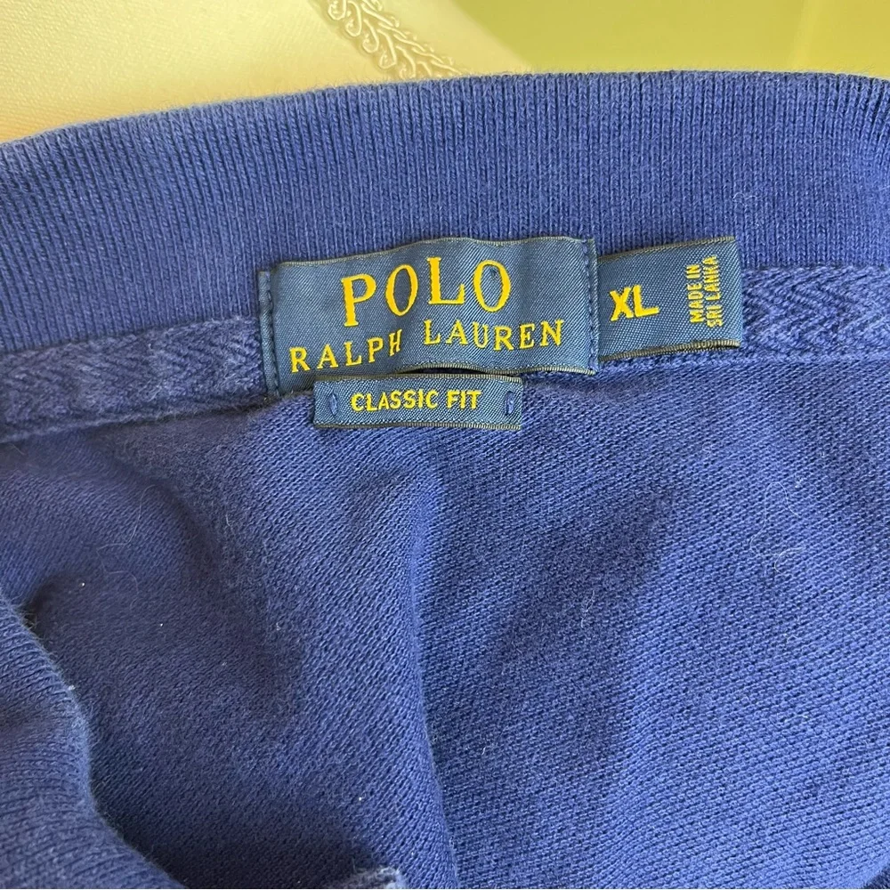 RALPH LAUREN POLO Polo Shirt Blue Decals Collared Classic Fit 100% Cotton XL - Picture 7 of 8